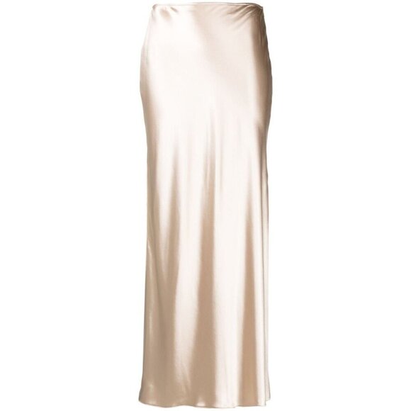 Ferragamo Satin Skirt in Beige 38 New Womens Maxi Gold Long Formal - Picture 11 of 15